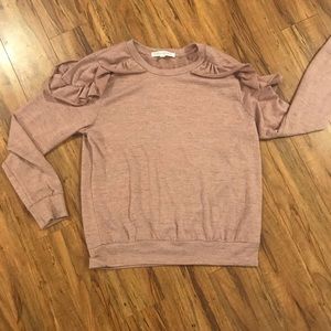 Ruffled shoulder sweater